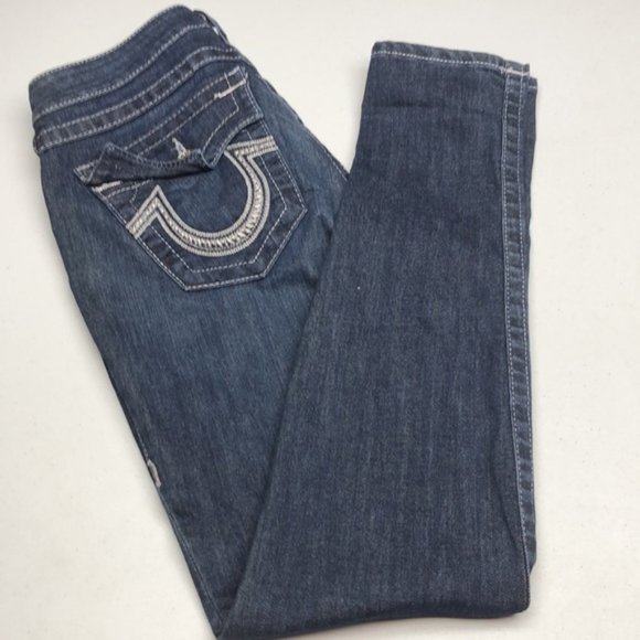MADE IN USA ๐บ๐ธ LIKE NEW TRUE RELIGION SKINNY JEANS 29x32 ๐บ๐ธ - Picture 6 of 11
